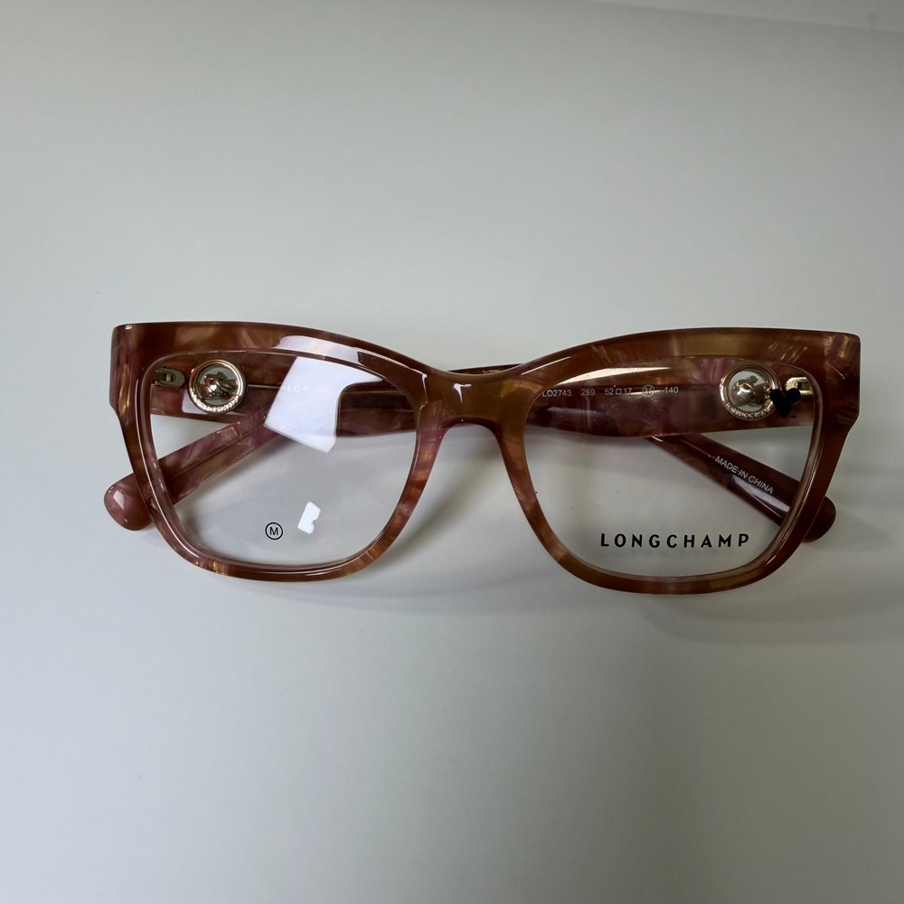 Longchamp LO2743 Square Eyeglasses Marbled Pink Brown Designer Frames 52-17-140